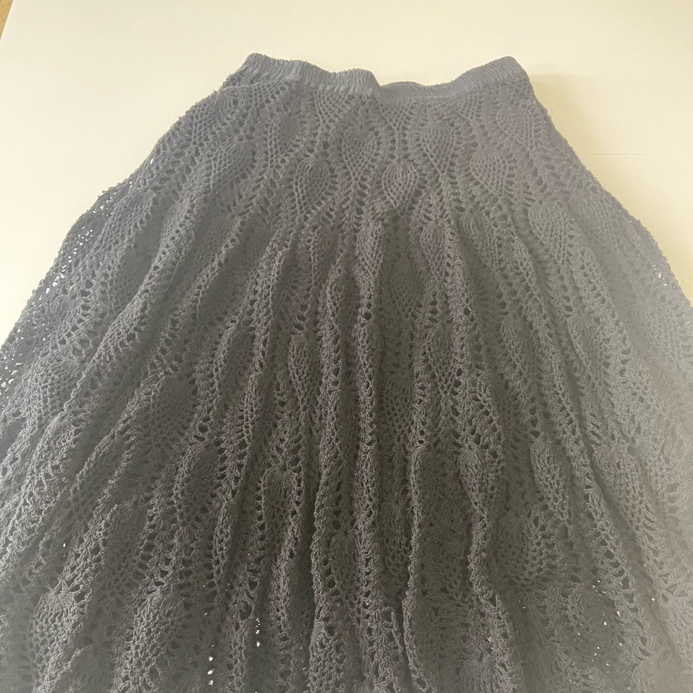 Grace Elements full black maxi 100 % cotton crochet skirt NWOT size S GORGEOUS !